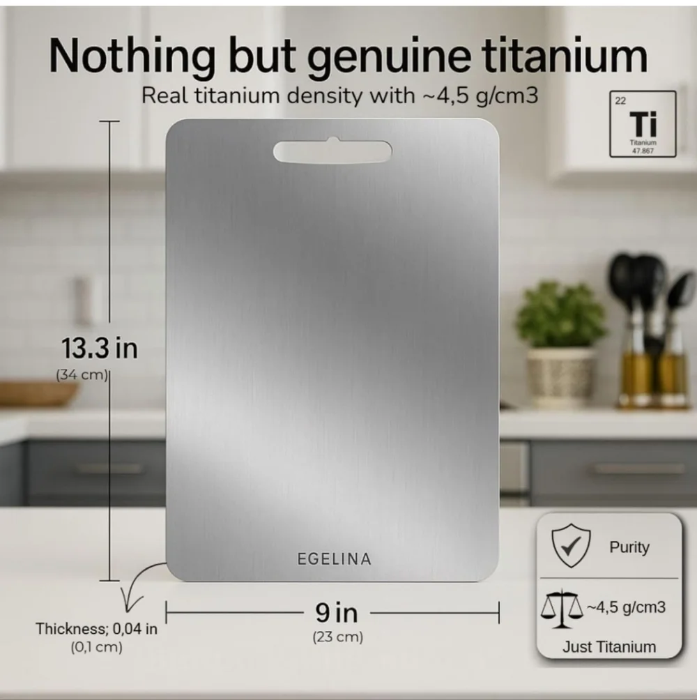 100% Titanium Cutting Board with Silicone Mat